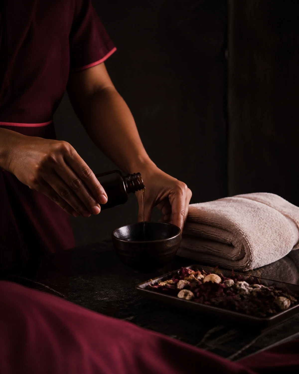 Aura Spa Studio treatment oils and towels